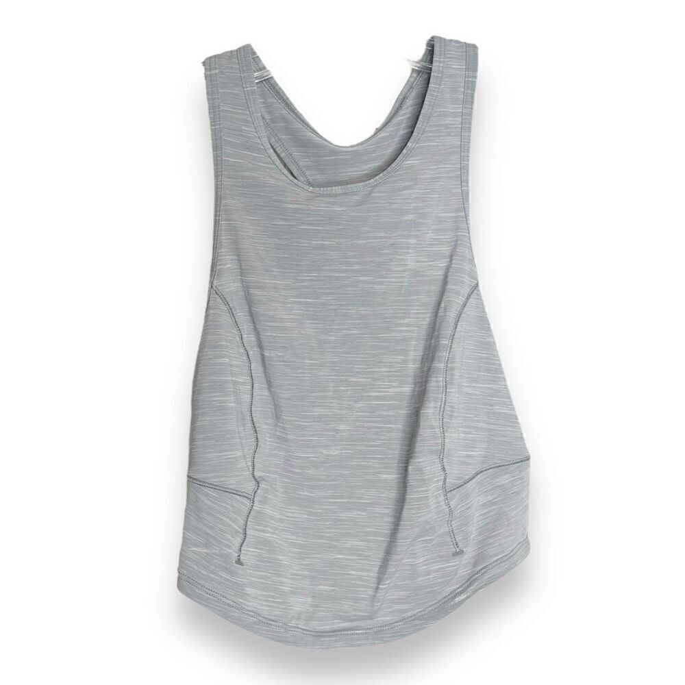Lululemon Power Thru Crop Tank Top Heathered Rhino Grey Racerback Women's Size 4